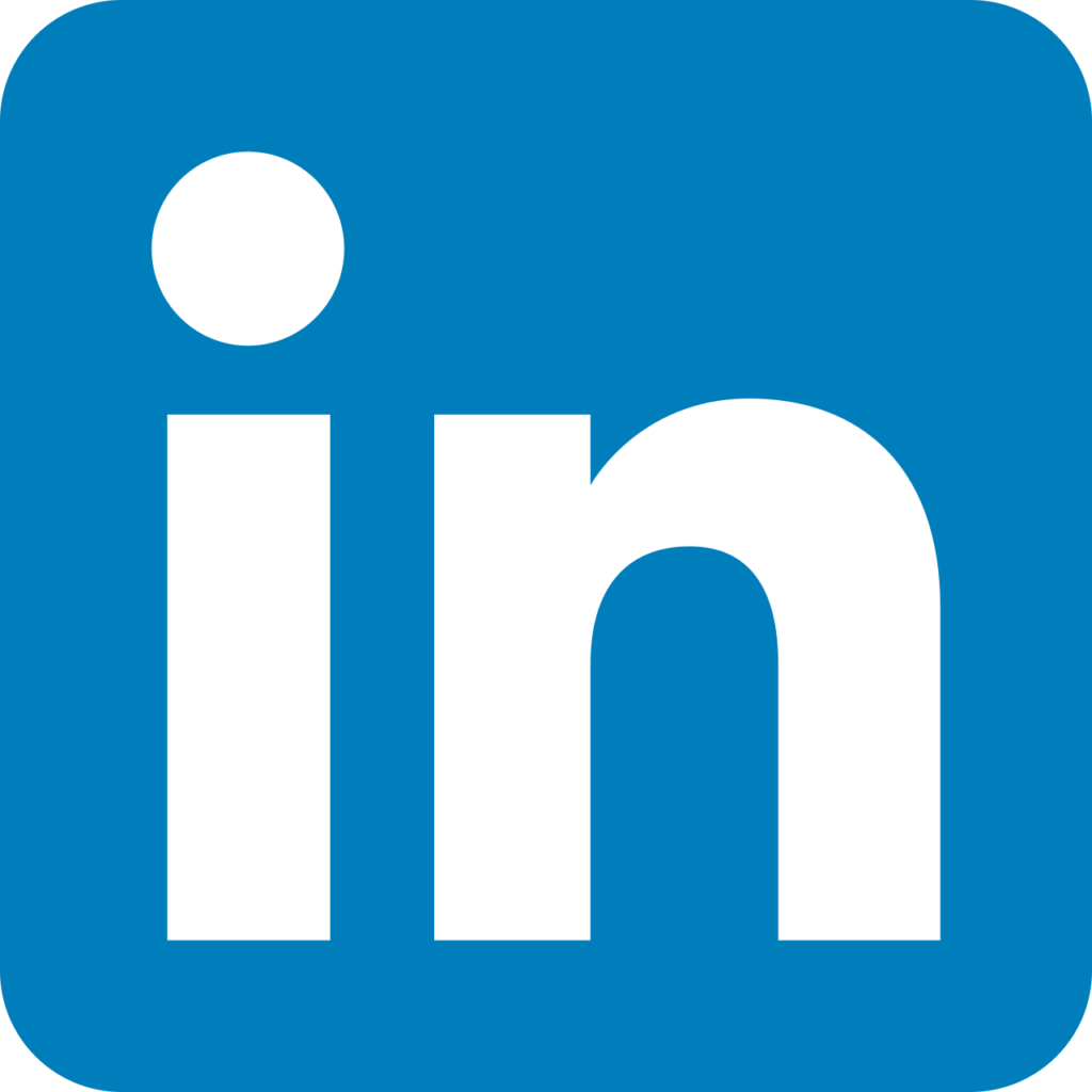 linkedin logo: white word "in" on blue background.