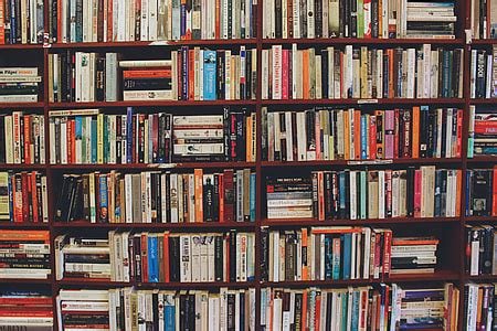 many books on a bookshelf